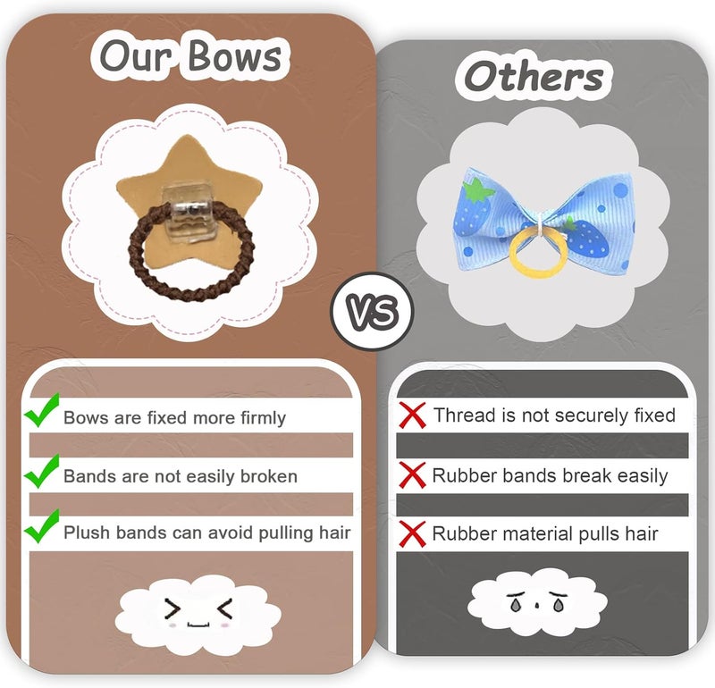 FGISAR 20 Pcs Small Dog Hair Bows with Rubber Bands Puppy Bows for Ears Cute Grooming Flower Bowknot Star Topknot Dog Hair Accessories for Small Dogs Girl Hair Ties for Yorkie Shih tzu Maltese (Brown) - Image 5